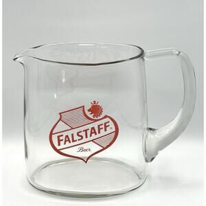 Falstaff Pitcher Heavy Glass Oval Beer 64 oz Oblong St Louis Pilsner 60s 70s Vtg